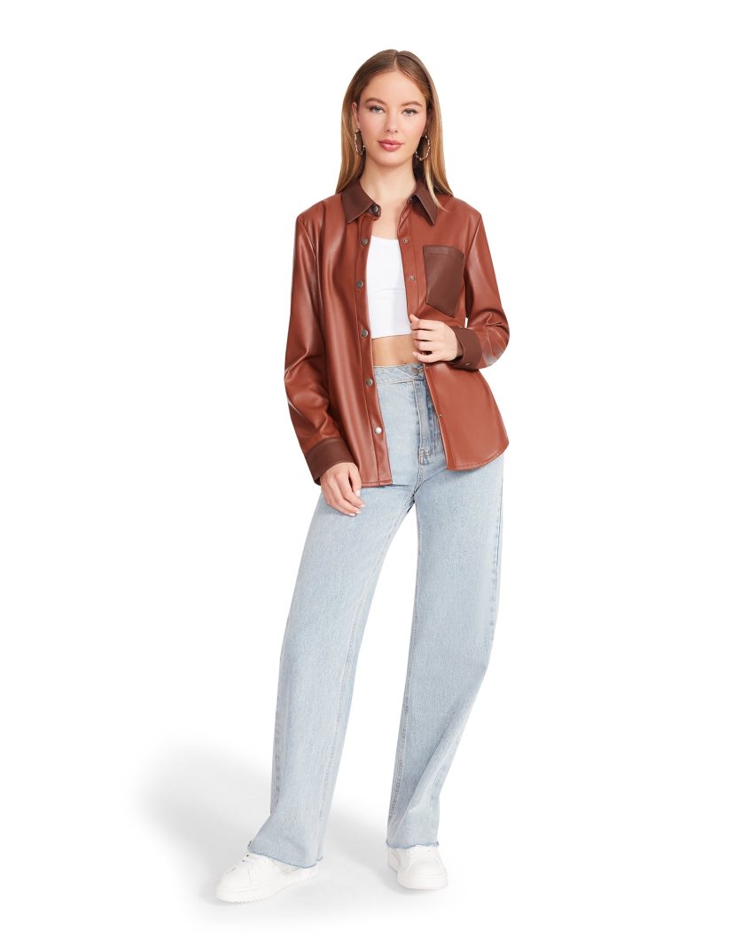 Brown Steve Madden Sam Women's Shirt Jackets | PH 5168UFX